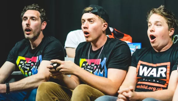 Roman Kemp and Blake Harrison take part in charity gaming tournament for War Child.