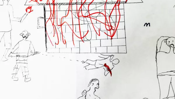 A child draws their experiences of war in the Central African Republic.   