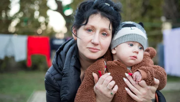 Daniela and her baby, Ukraine. 