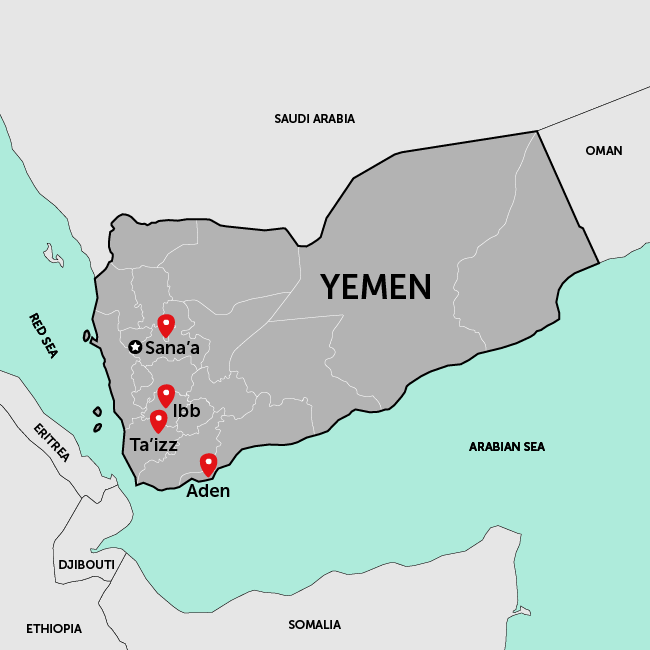 Map of Yemen and Where We Work