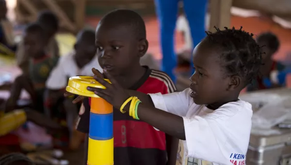 Children playing in one of War Child's early childhood development centres the Central African Republic.