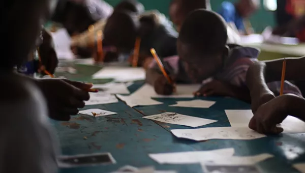 Former child soldiers at school in the Central African Republic.