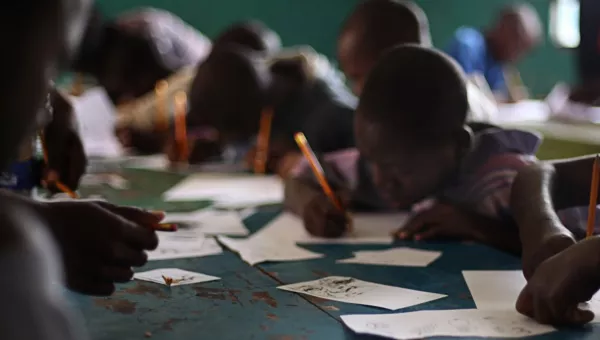 Children drawing in the DRC.