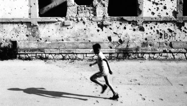 A child running in Mostar, Bosnia.