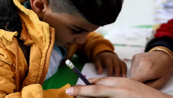 Children in lesson in Iraq.