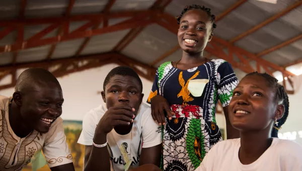 Participants in community meeting in the Central African Republic.