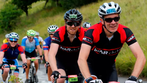 Two Team War Child cyclists taking on RideLondon