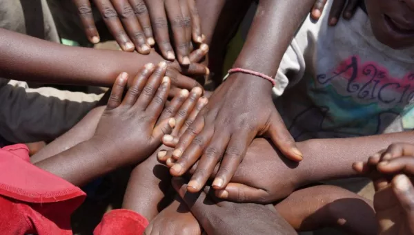 Children playing a game in DRC.