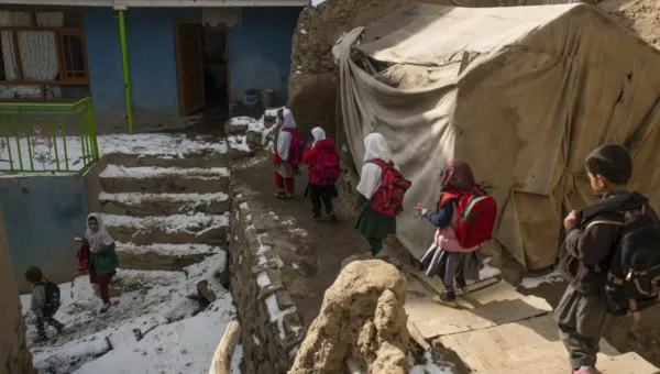 Children walking to school in Afghanistan.