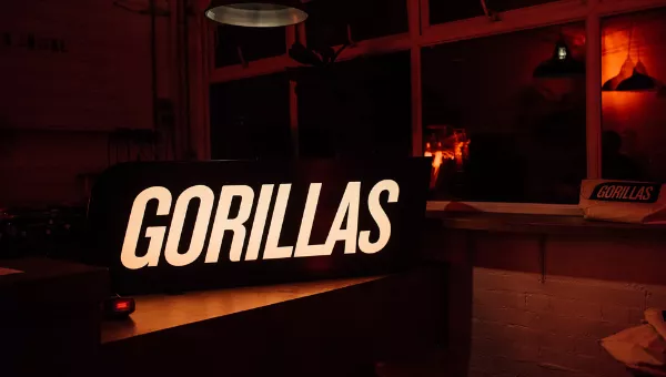 Gorillas logo at an event 