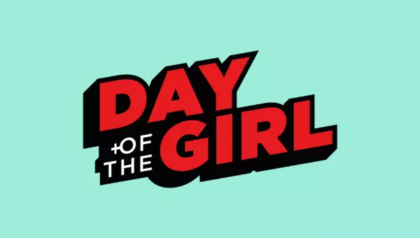 Day of the Girl logo on a blue background.