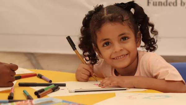 Girl at school in Yemen 