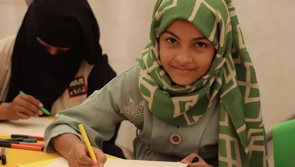 Girl in Yemen at school