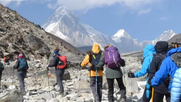 Trekkers at Everest Base Camp