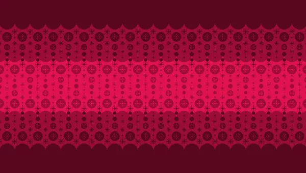 Jingle Jam background graphic, featuring red blocks of colour which transition from dark red to medium red to light red to medium red to dark red. There are graphics of various snowflake designs sitting over the red gradients.