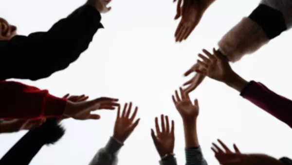 Childrens hands all together in Gaza. 