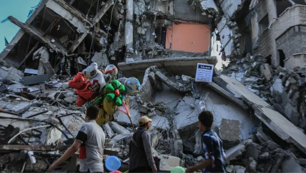 A collapsed building in Gaza. 