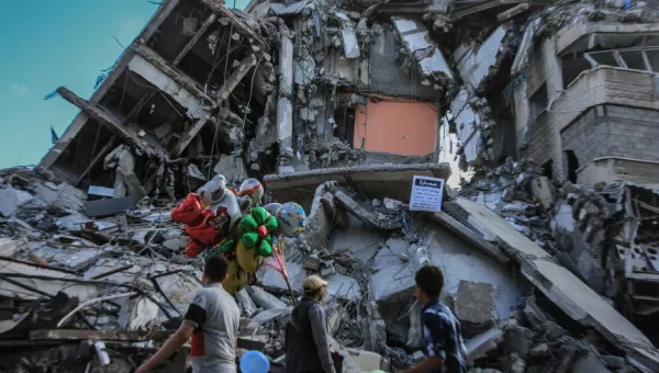 A collapsed building in Gaza. 