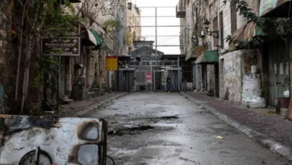 An empty street in Gaza.