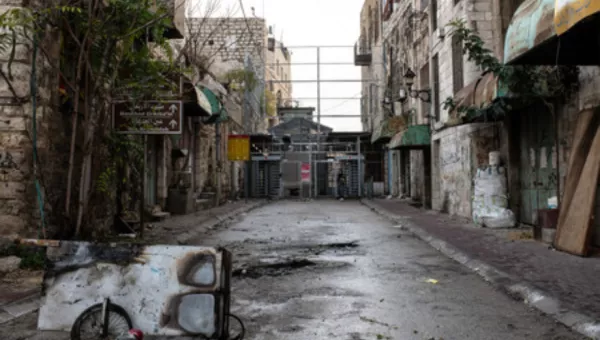 An empty street in Gaza.