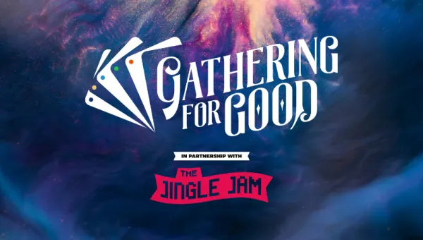 Gathering for good logo on a magic themed background
