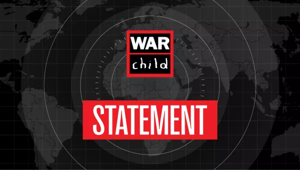 Image of world map with text that says "STATEMENT" underneath War Child Logo