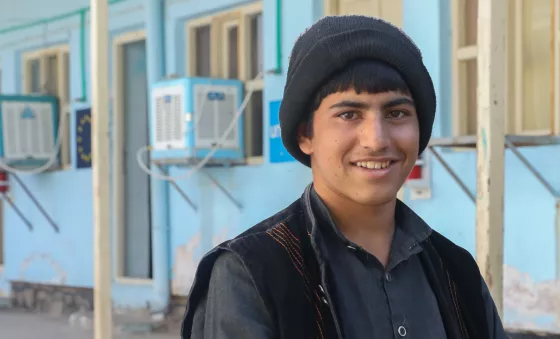 Participant Ahmad outside the War Child centre in Herat, Afghanistan.