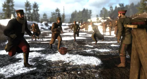 In game action of Armistice Campaign, Verdun, in which soldiers pick up snowballs to fight each other.