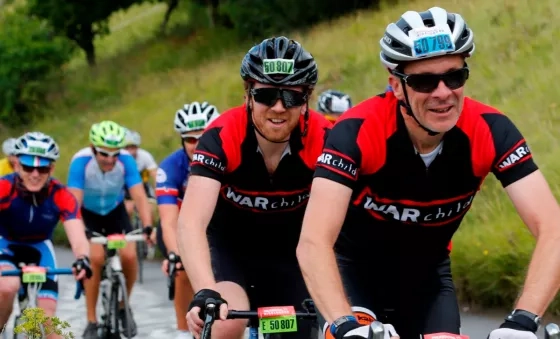 Two Team War Child cyclists taking on RideLondon