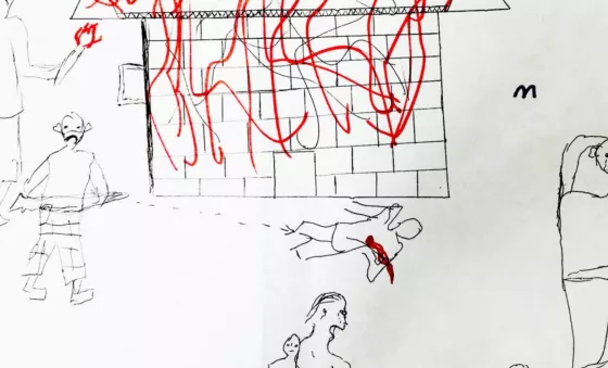 A child draws their experiences of war in the Central African Republic.   