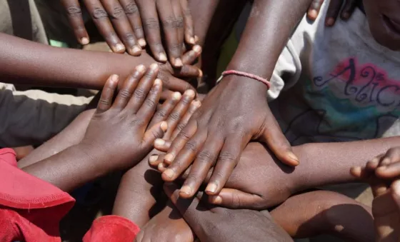 Children playing a game in DRC.