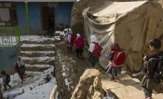 Children walking to school in Afghanistan.