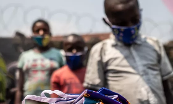 A mask distribution taking place in DRC. 