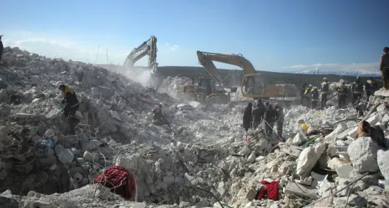 Collapsed building in Syria. 