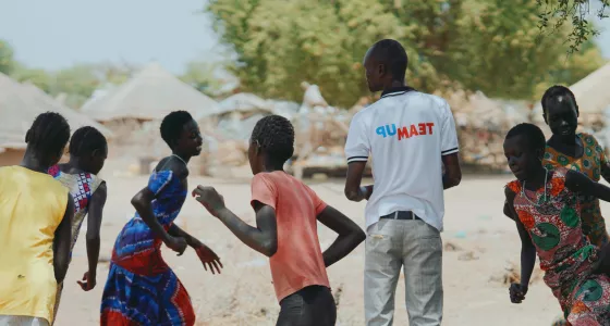 Children playing at a Team Up project in Sudan, ran by War Child Holland. 