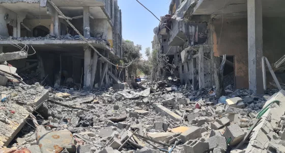 Building and rubble in Gaza