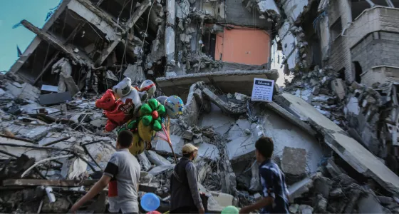 A collapsed building in Gaza. 
