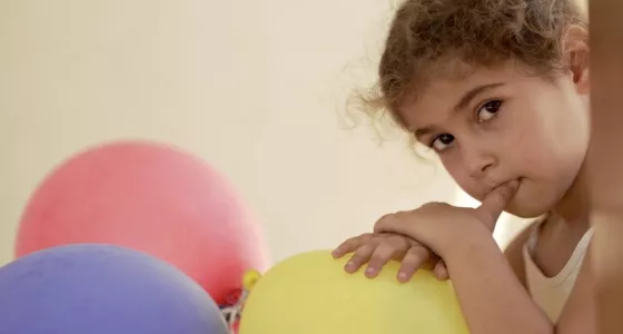 A young girl at a child friendly space at the refugee reception centre.