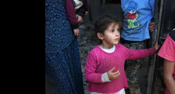 Girl in gaza with family