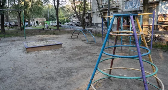 An empty playground in Ukraine.