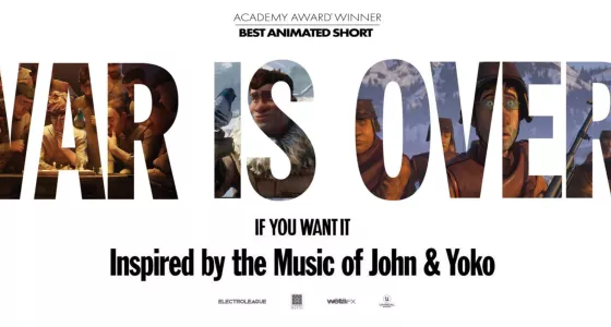 white background reading 'War is over if you wanted, inspired by the music of John and Yoko Lennon'