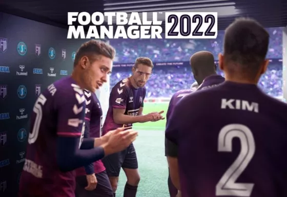 Players within the game Football Manager prepare to start their match.