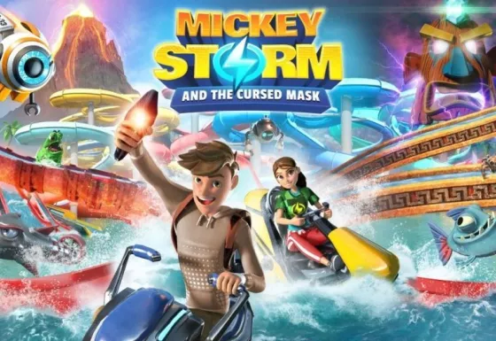 Lion Castle's Mickey Storm characters Mickey and Jenny Storm ride through the waves of the waterpark as they try to save their parents from evil Dr Fisher.