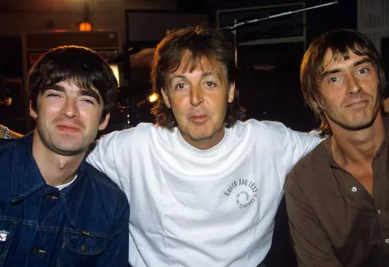 Noel Gallagher, Paul McCartney and Paul Weller at Abbey Road in 1995