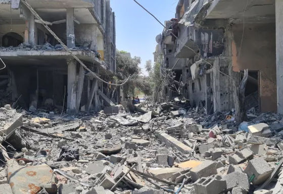 Building and rubble in Gaza