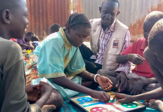 Children playing a game in South Sudan.