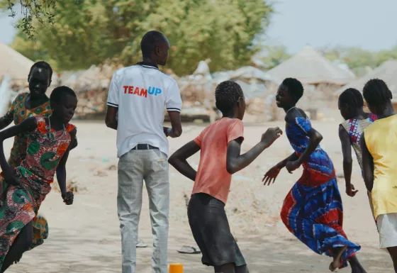 Children playing at a TeamUp project in South Sudan.