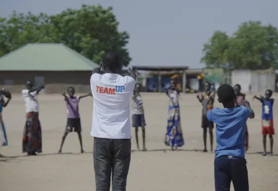 Children taking part in Team Up in South Sudan. 