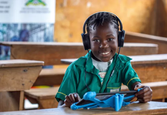 A child taking part in Can't Wait to Learn in Uganda. 