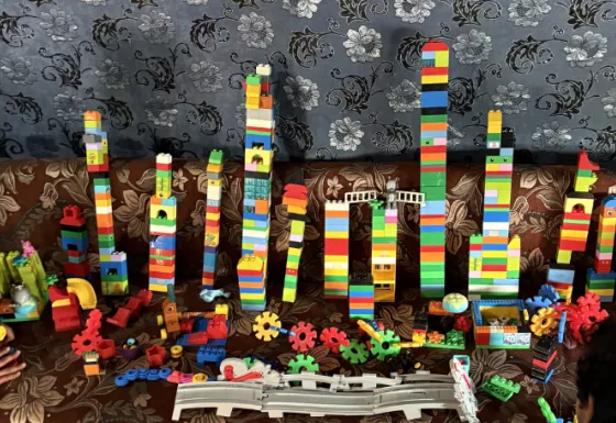 Lego towers made by children in Lebanon.